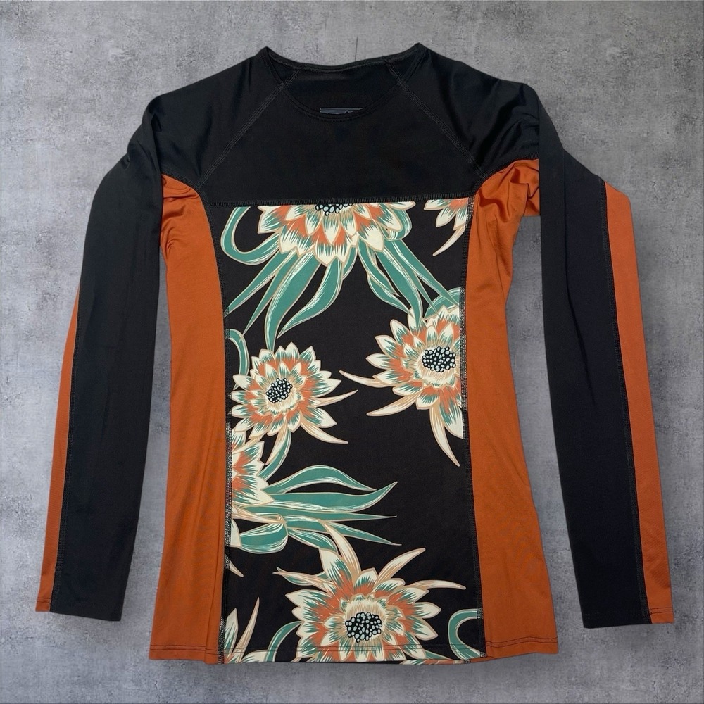 Patagonia Long Sleeve Micro Swell Rashguard  Womens XS Black‎ Tropical Floral